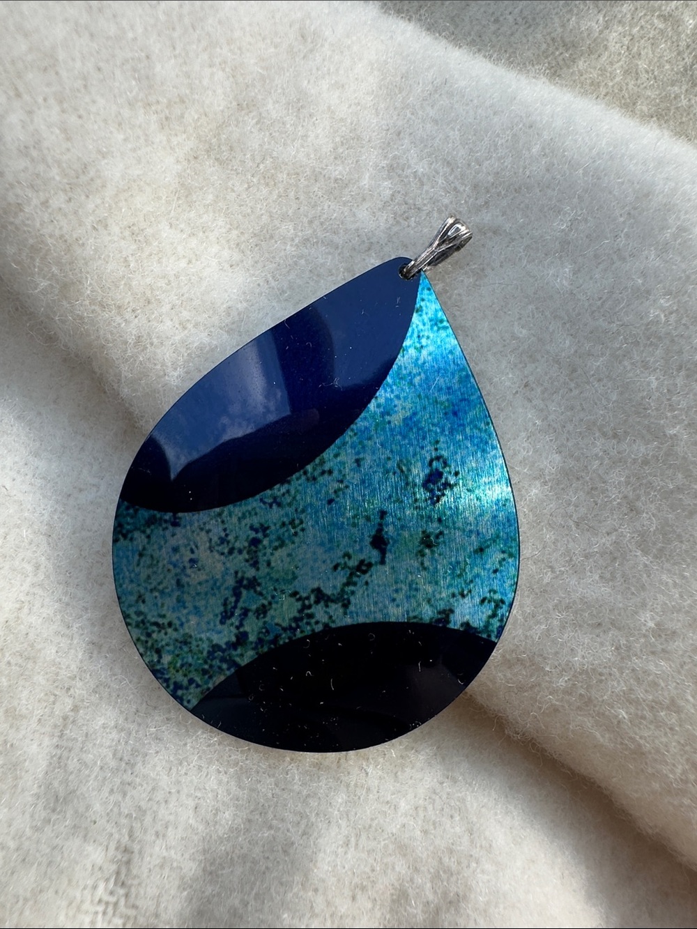 Handmade Pixalum 925 Bail Aluminum Blue Teardrop Metal Pendant ONLY -